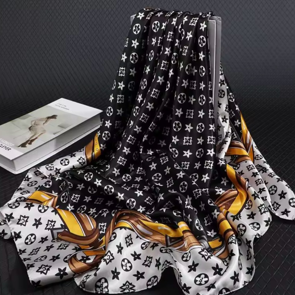 Elegant Black and White Patterned Scarf
